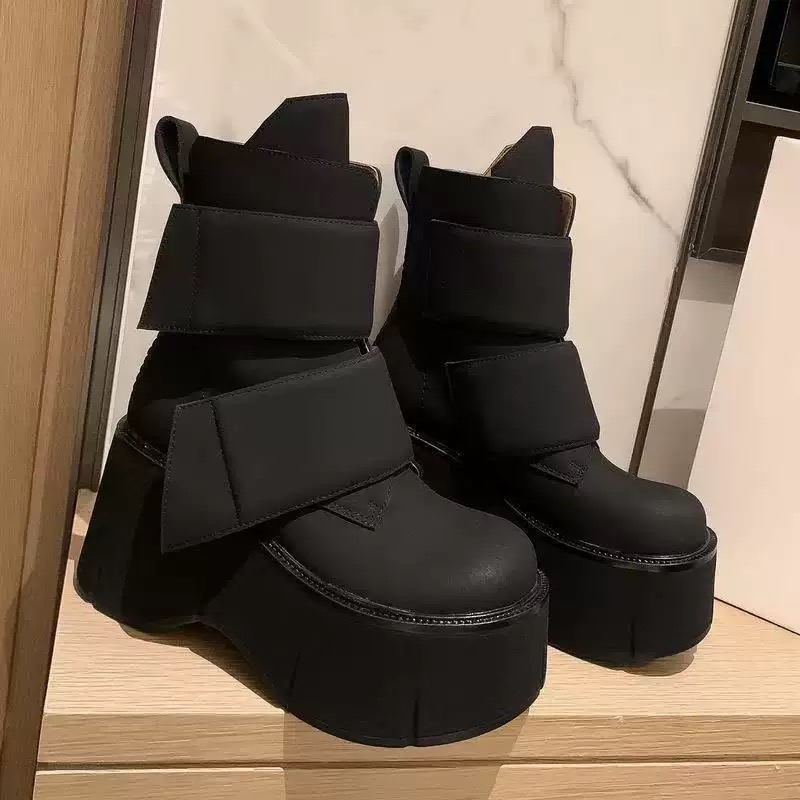 Velcro Hook Loop - Sepatu Boots Wanita Velcro Penambah Tinggi