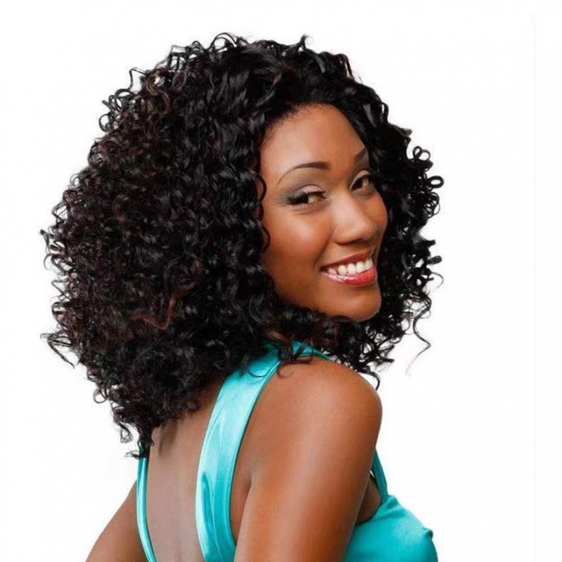 Wig Fiber Net - Wig afro pendek keriting Eropa dan