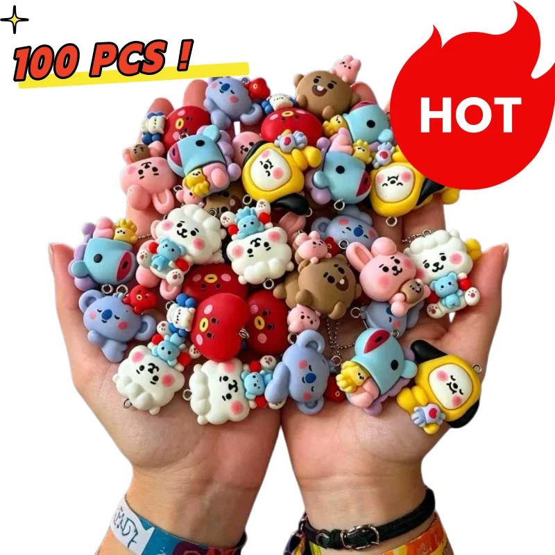 Cosplay Prop Diy - 7pcs BT21 Resin Kartun Charm Aksesoris