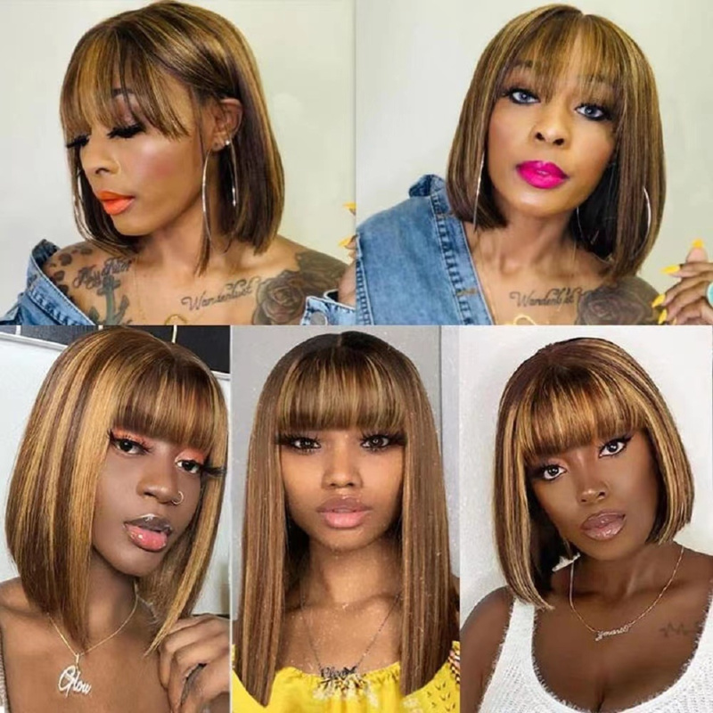 Wig pendek wanita dengan poni  - Wig Fiber Net ulasan dan harga