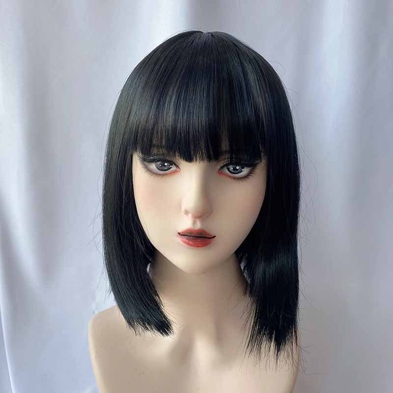 Wig wanita lurus dengan poni u - Wig Fiber Net ulasan dan harga