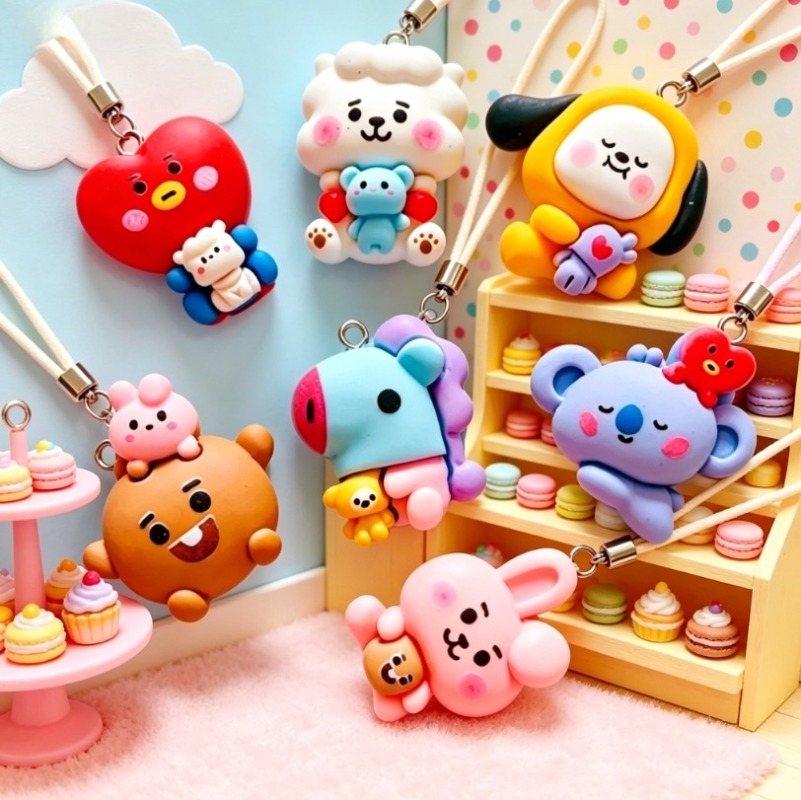 7pcs BT21 Resin Kartun Charm A - Cosplay Prop Diy ulasan dan harga