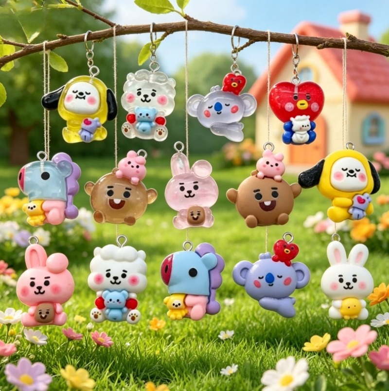 7pcs BT21 Resin Kartun Charm A - Cosplay Prop Diy ulasan dan harga