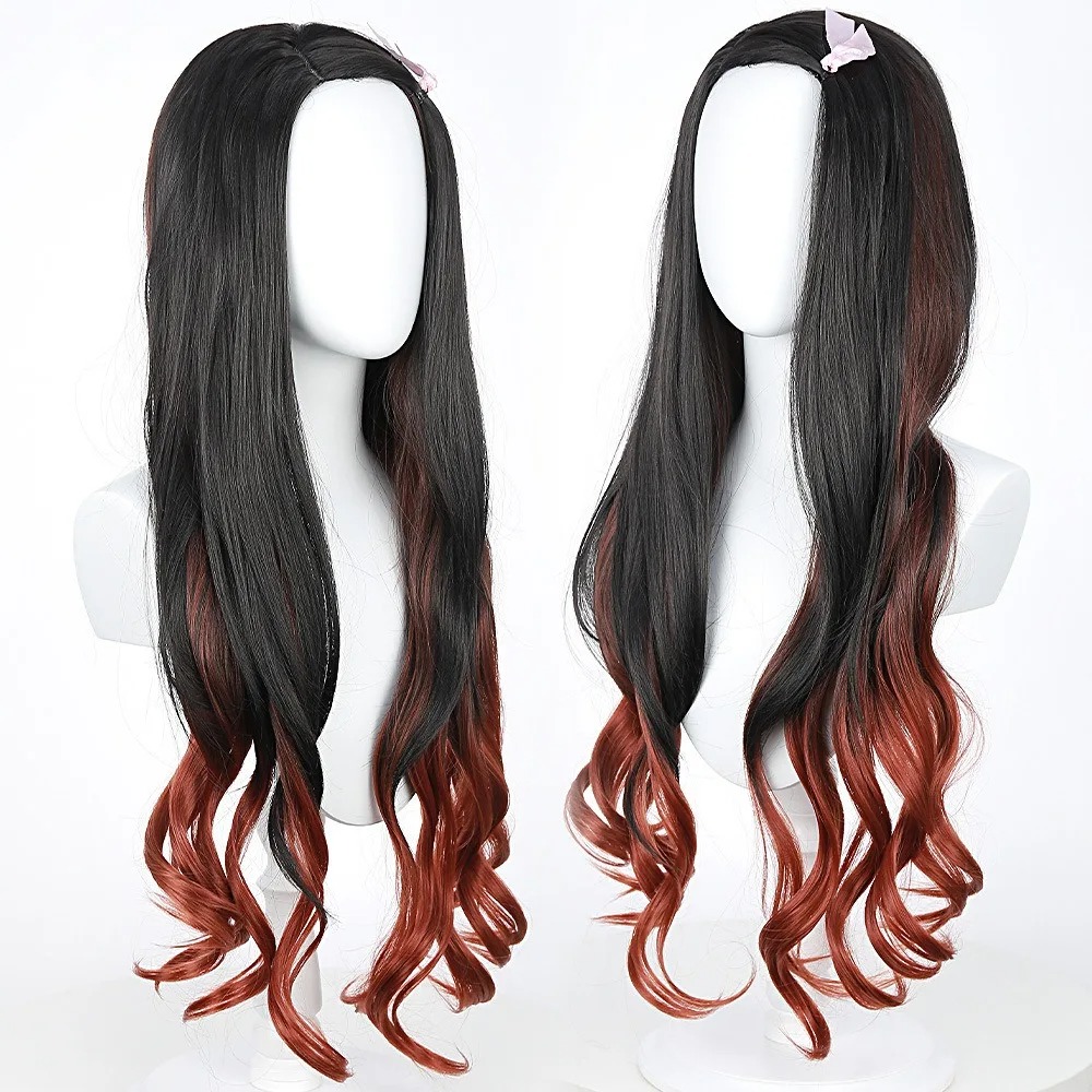 Wig Cosplay Anime Nezuko Rambu - Wig Fiber Net ulasan dan harga