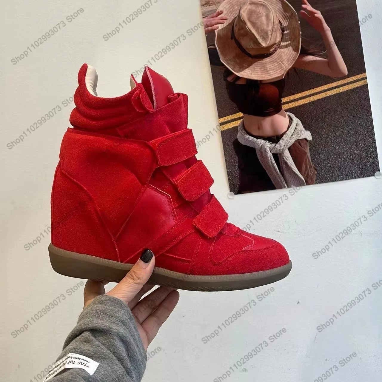 Sepatu Sneakers Wanita Hak Tin - Velcro Hook Loop ulasan dan harga